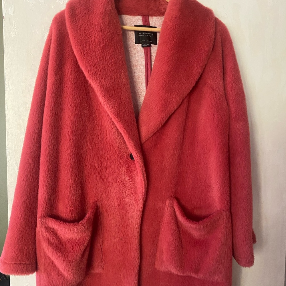 Anthropologie Coral Teddy Jacket